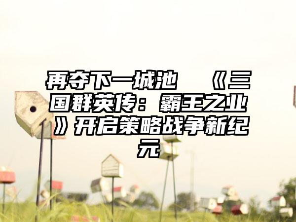 再夺下一城池  《三国群英传：霸王之业》开启策略战争新纪元