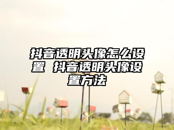抖音透明头像怎么设置 抖音透明头像设置方法