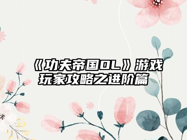 《功夫帝国OL》游戏玩家攻略之进阶篇