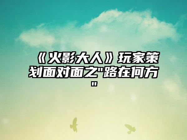 《火影大人》玩家策划面对面之