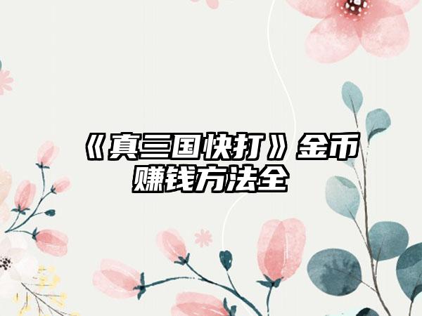 《真三国快打》金币赚钱方法全