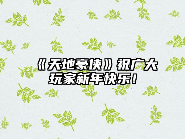 《天地豪侠》祝广大玩家新年快乐！