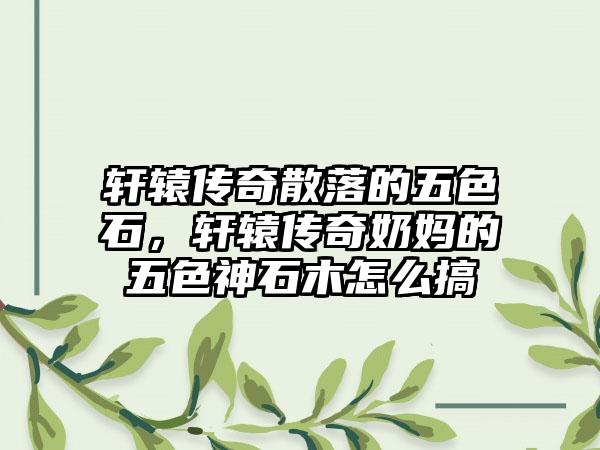 轩辕传奇散落的五色石，轩辕传奇奶妈的五色神石木怎么搞
