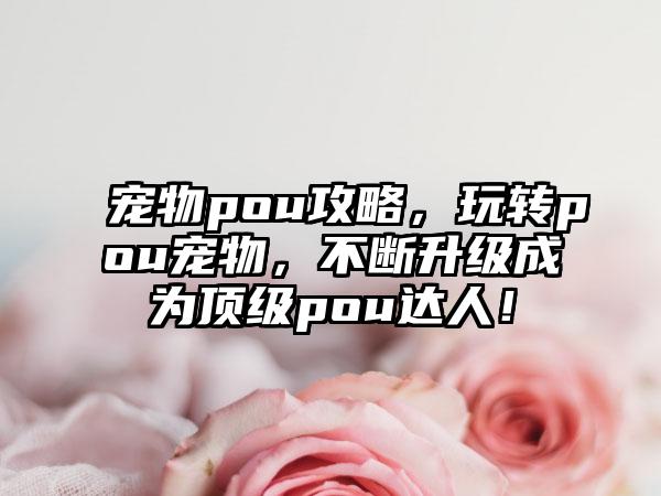 宠物pou攻略，玩转pou宠物，不断升级成为顶级pou达人！