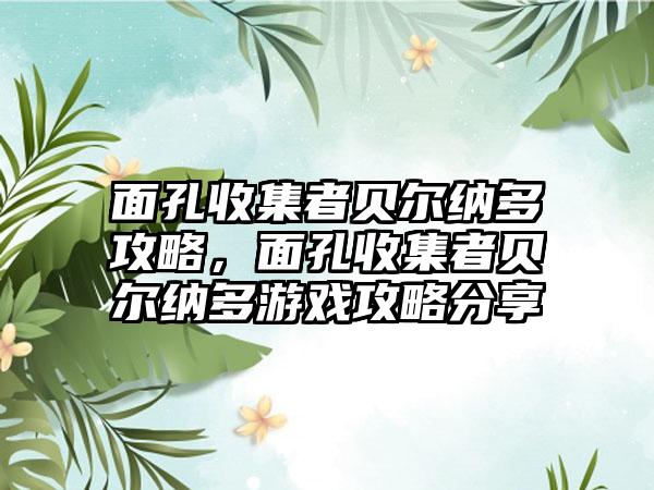 面孔收集者贝尔纳多攻略，面孔收集者贝尔纳多游戏攻略分享