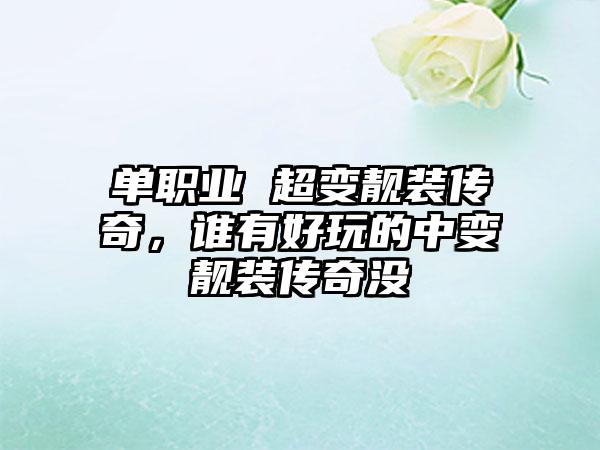 单职业 超变靓装传奇，谁有好玩的中变靓装传奇没