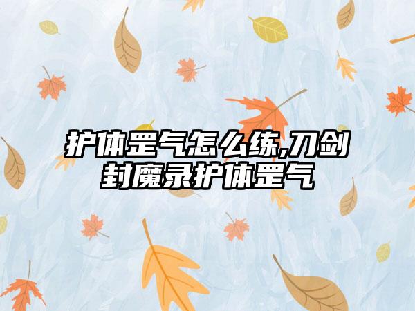 护体罡气怎么练,刀剑封魔录护体罡气