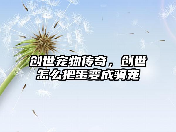 创世宠物传奇，创世怎么把蛋变成骑宠