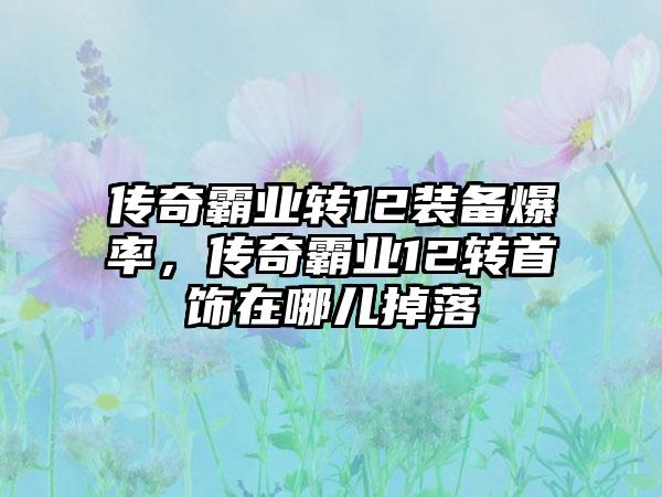 传奇霸业转12装备爆率，传奇霸业12转首饰在哪儿掉落