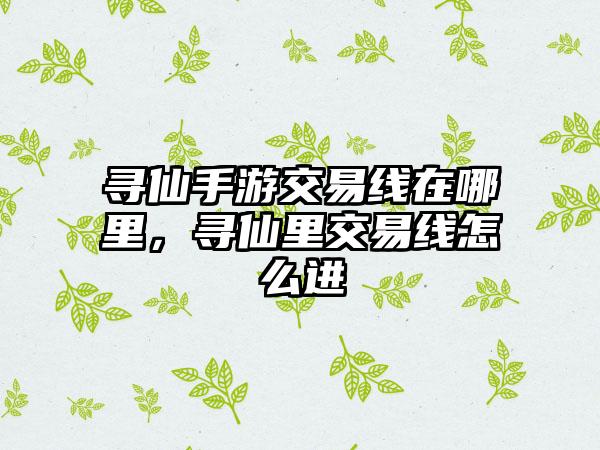 寻仙手游交易线在哪里，寻仙里交易线怎么进