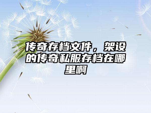 传奇存档文件，架设的传奇私服存档在哪里啊