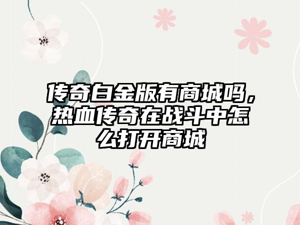 传奇白金版有商城吗，热血传奇在战斗中怎么打开商城