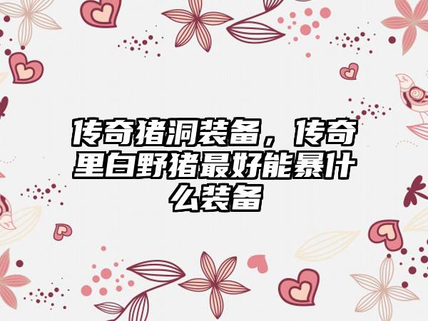 传奇猪洞装备，传奇里白野猪最好能暴什么装备