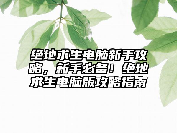 绝地求生电脑新手攻略，新手必备！绝地求生电脑版攻略指南