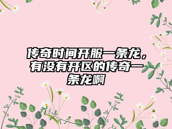 传奇时间开服一条龙，有没有开区的传奇一条龙啊