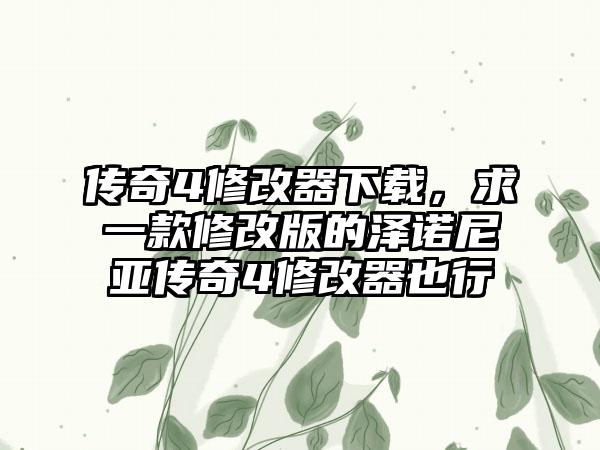 传奇4修改器下载，求一款修改版的泽诺尼亚传奇4修改器也行