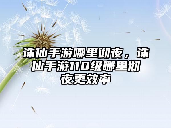 诛仙手游哪里彻夜，诛仙手游110级哪里彻夜更效率