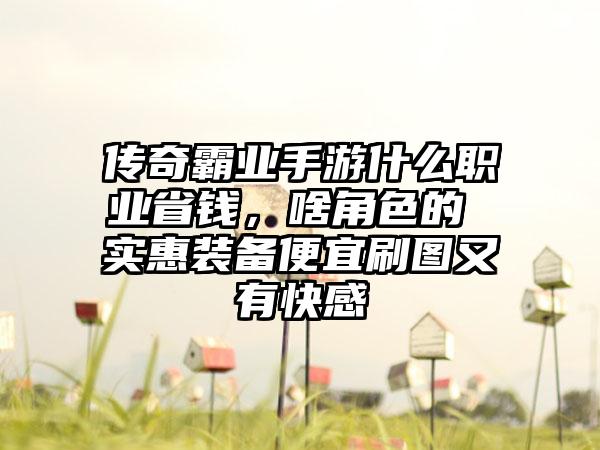 传奇霸业手游什么职业省钱，啥角色的 实惠装备便宜刷图又有快感