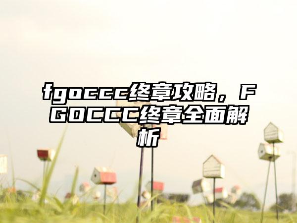 fgoccc终章攻略，FGOCCC终章全面解析