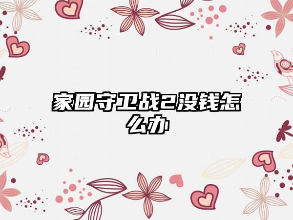 家园守卫战2没钱怎么办