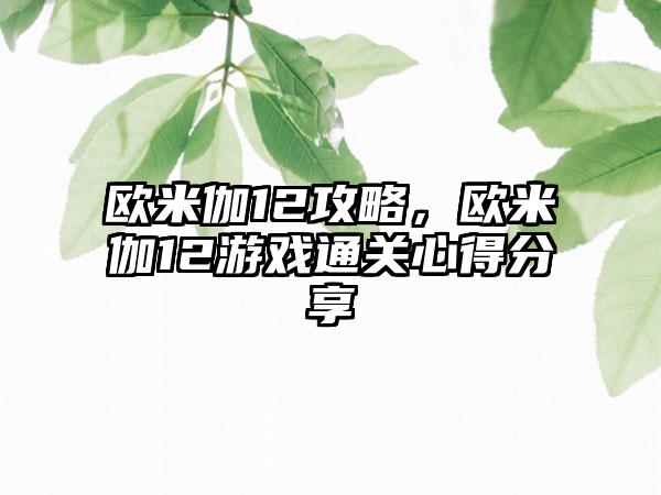 欧米伽12攻略，欧米伽12游戏通关心得分享