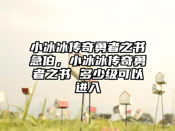 小冰冰传奇勇者之书急伯，小冰冰传奇勇者之书 多少级可以进入