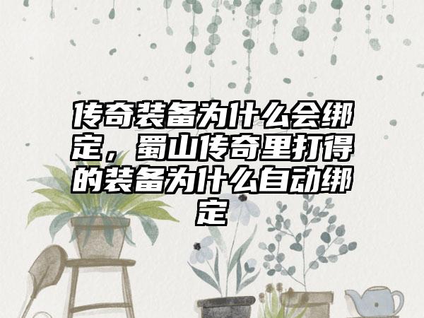 传奇装备为什么会绑定，蜀山传奇里打得的装备为什么自动绑定