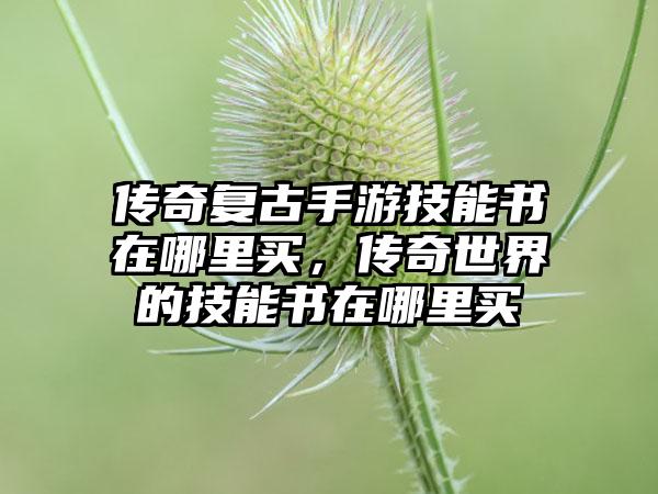 传奇复古手游技能书在哪里买，传奇世界的技能书在哪里买