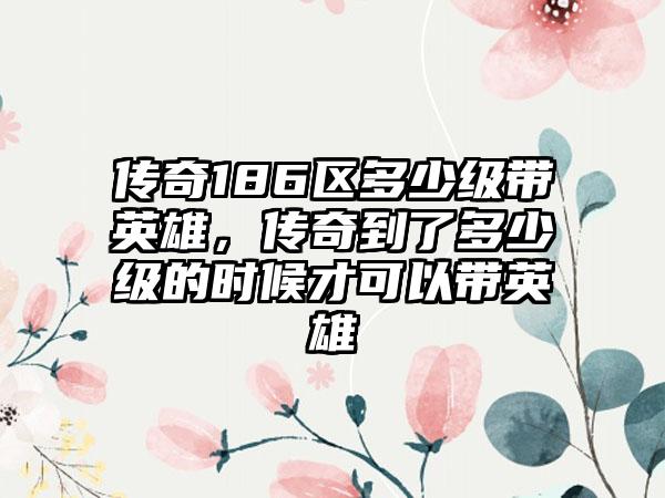 传奇186区多少级带英雄，传奇到了多少级的时候才可以带英雄