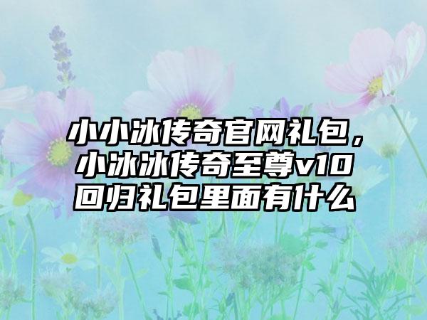 小小冰传奇官网礼包，小冰冰传奇至尊v10回归礼包里面有什么