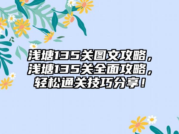 浅塘135关图文攻略，浅塘135关全面攻略，轻松通关技巧分享！