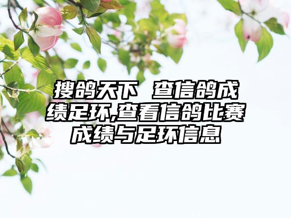 搜鸽天下 查信鸽成绩足环,查看信鸽比赛成绩与足环信息