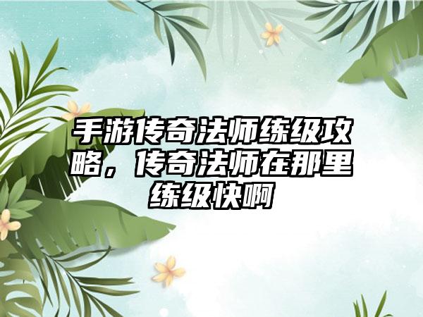 手游传奇法师练级攻略，传奇法师在那里练级快啊