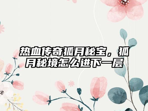 热血传奇狐月秘宝，狐月秘境怎么进下一层