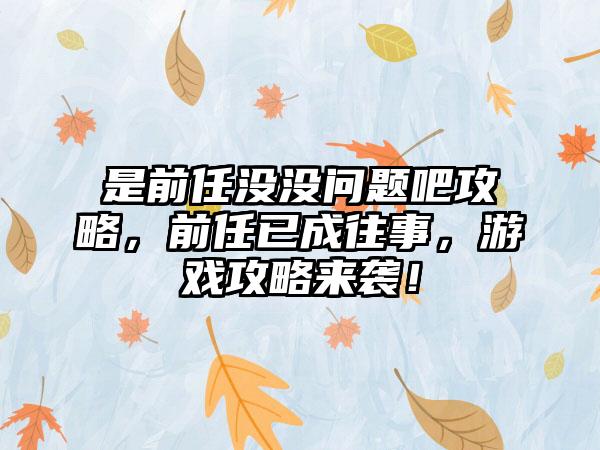 是前任没没问题吧攻略，前任已成往事，游戏攻略来袭！