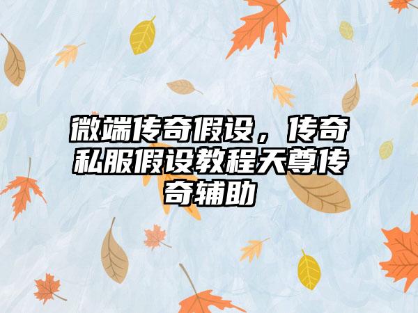 微端传奇假设，传奇私服假设教程天尊传奇辅助