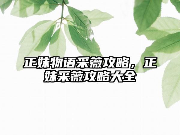 正妹物语采薇攻略，正妹采薇攻略大全
