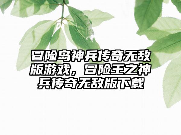 冒险岛神兵传奇无敌版游戏，冒险王之神兵传奇无敌版下载