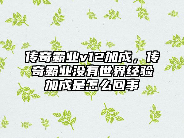 传奇霸业v12加成，传奇霸业没有世界经验加成是怎么回事