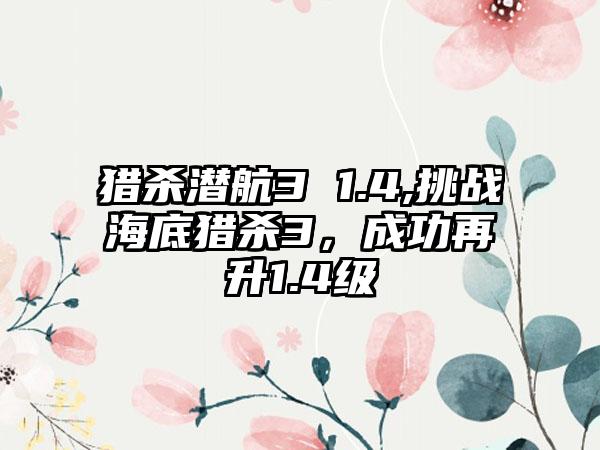 猎杀潜航3 1.4,挑战海底猎杀3，成功再升1.4级