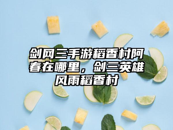 剑网三手游稻香村阿春在哪里，剑三英雄风雨稻香村