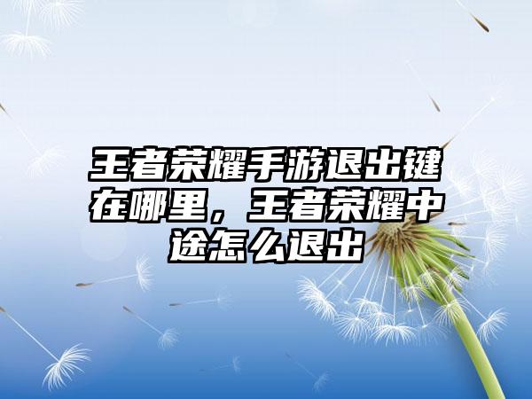 王者荣耀手游退出键在哪里，王者荣耀中途怎么退出