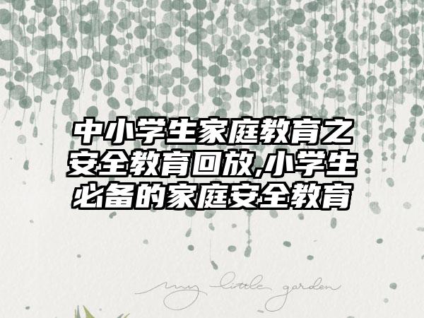 中小学生家庭教育之安全教育回放,小学生必备的家庭安全教育