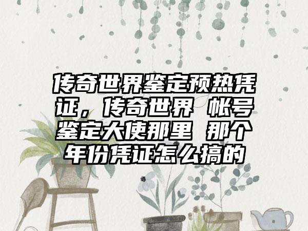 传奇世界鉴定预热凭证，传奇世界 帐号鉴定大使那里 那个年份凭证怎么搞的