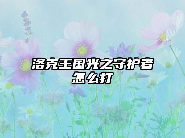 洛克王国光之守护者怎么打