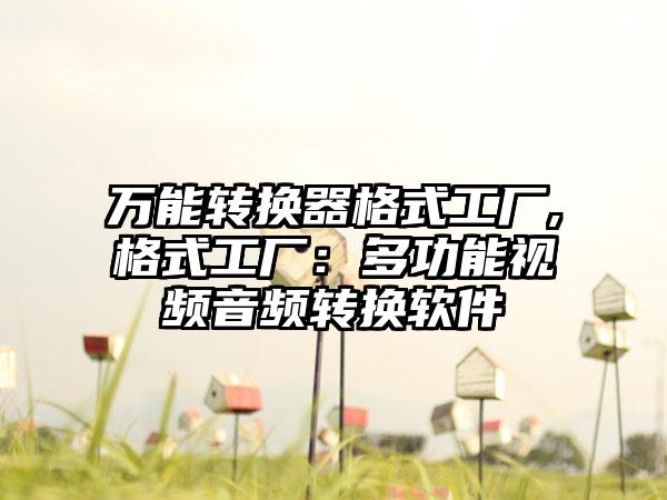 万能转换器格式工厂,格式工厂：多功能视频音频转换软件