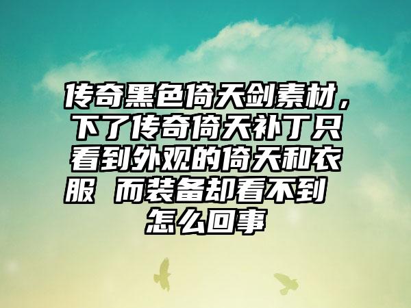 传奇黑色倚天剑素材，下了传奇倚天补丁只看到外观的倚天和衣服 而装备却看不到 怎么回事