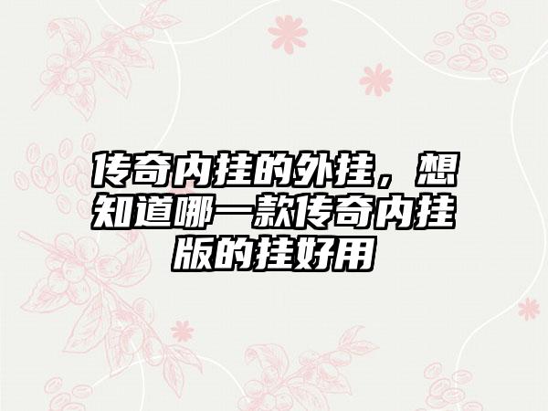 传奇内挂的外挂，想知道哪一款传奇内挂版的挂好用