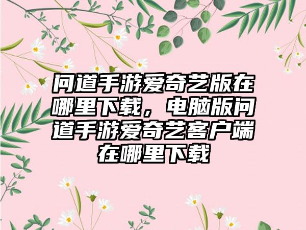 问道手游爱奇艺版在哪里下载，电脑版问道手游爱奇艺客户端在哪里下载