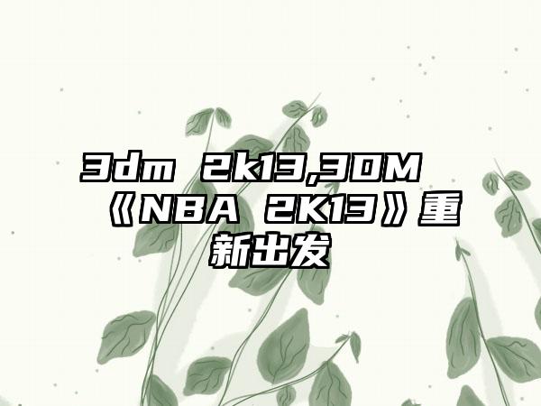 3dm 2k13,3DM《NBA 2K13》重新出发